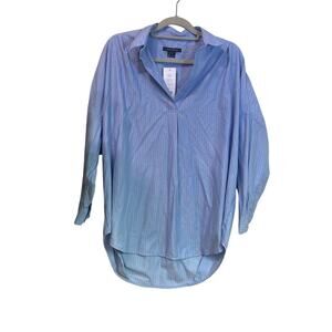 French Connection Shirt Oversized Capsule Closet Essential Blue Stripped Large